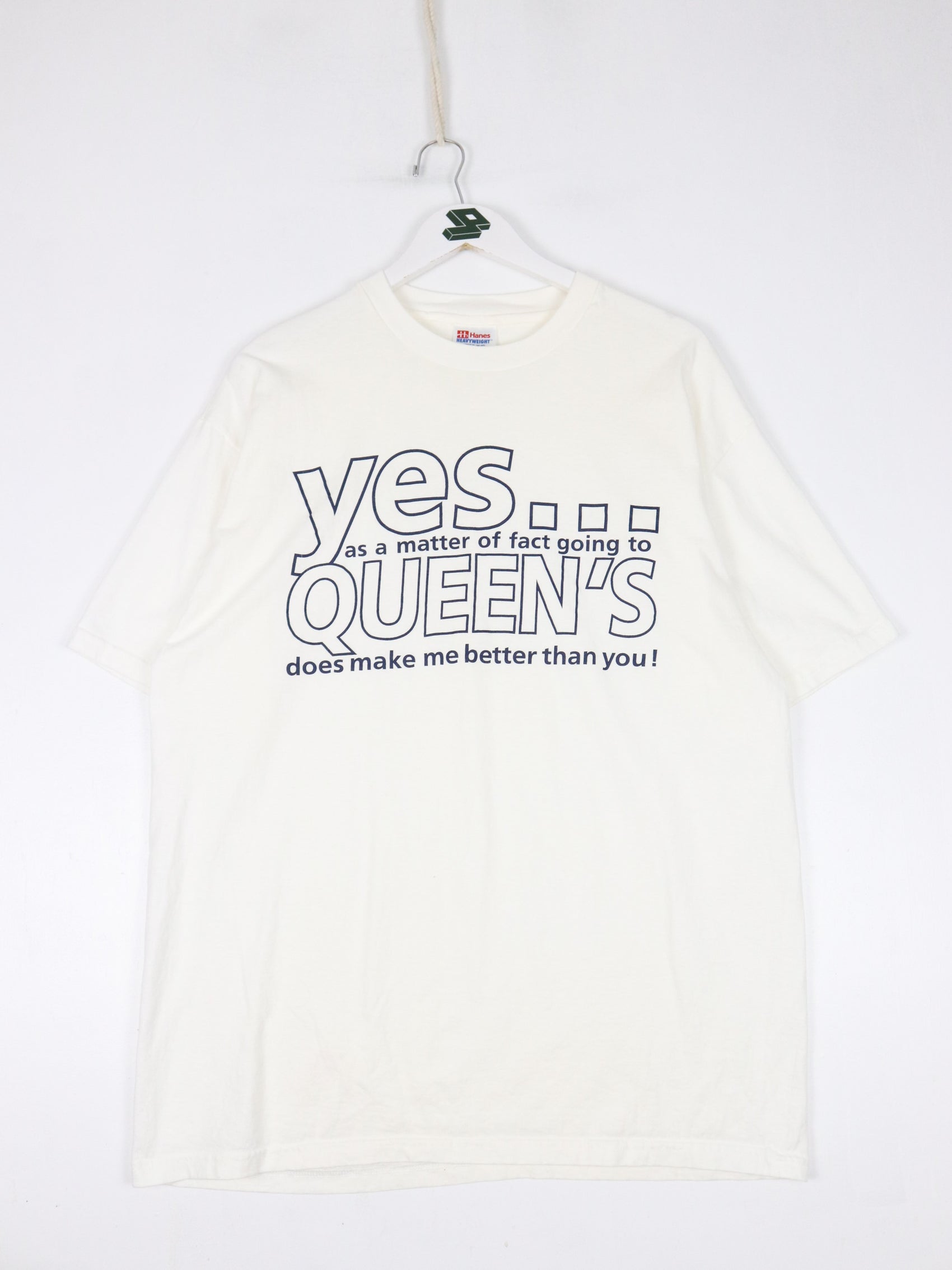Vintage Queen's University T Shirt Mens XL White 90s College