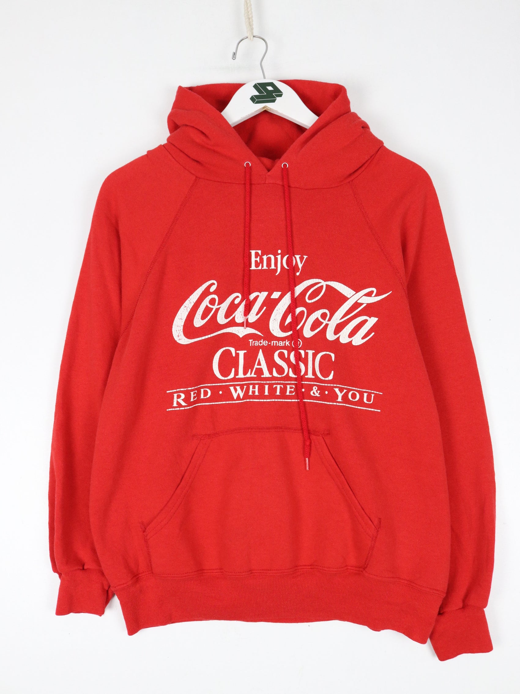 Vintage Coca Cola Sweatshirt Fits Mens Medium Red Hoodie 80s