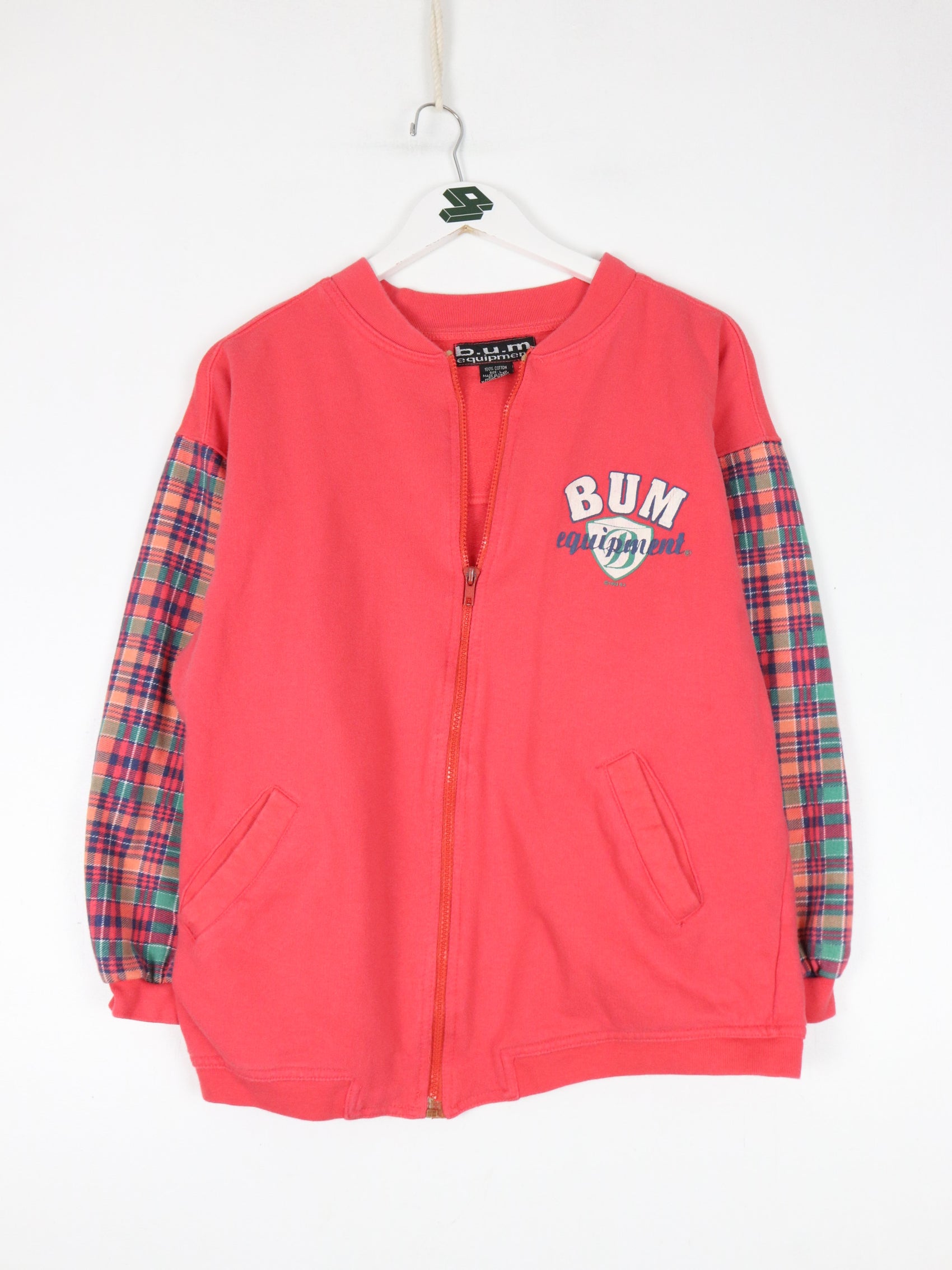 Vintage B.U.M. Equipment Sweatshirt Fits Mens Small Red Full Zip