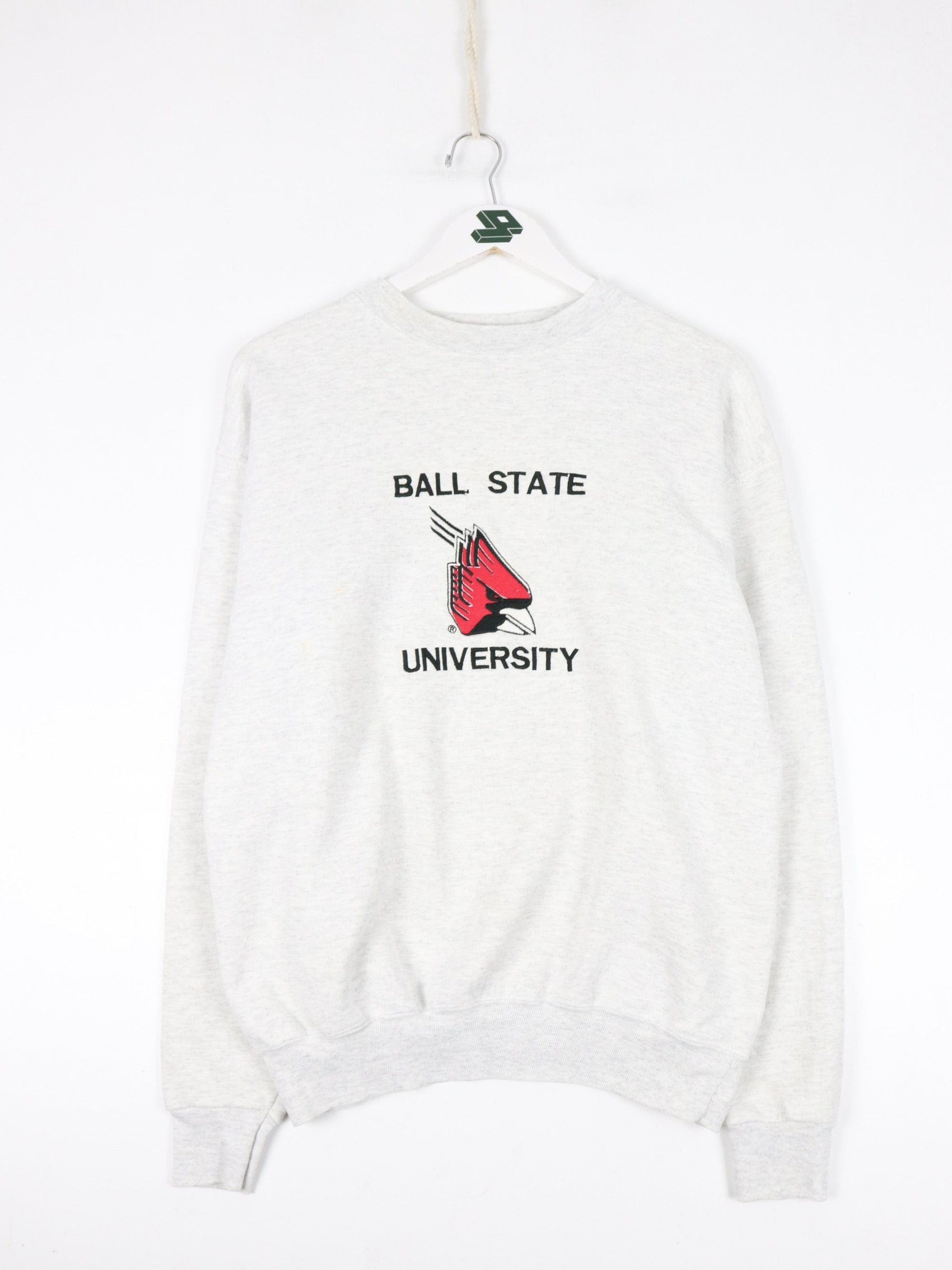 Collegiate Sweatshirts & Hoodies Vintage Ball State University Sweatshirt Fits Mens Medium Grey College