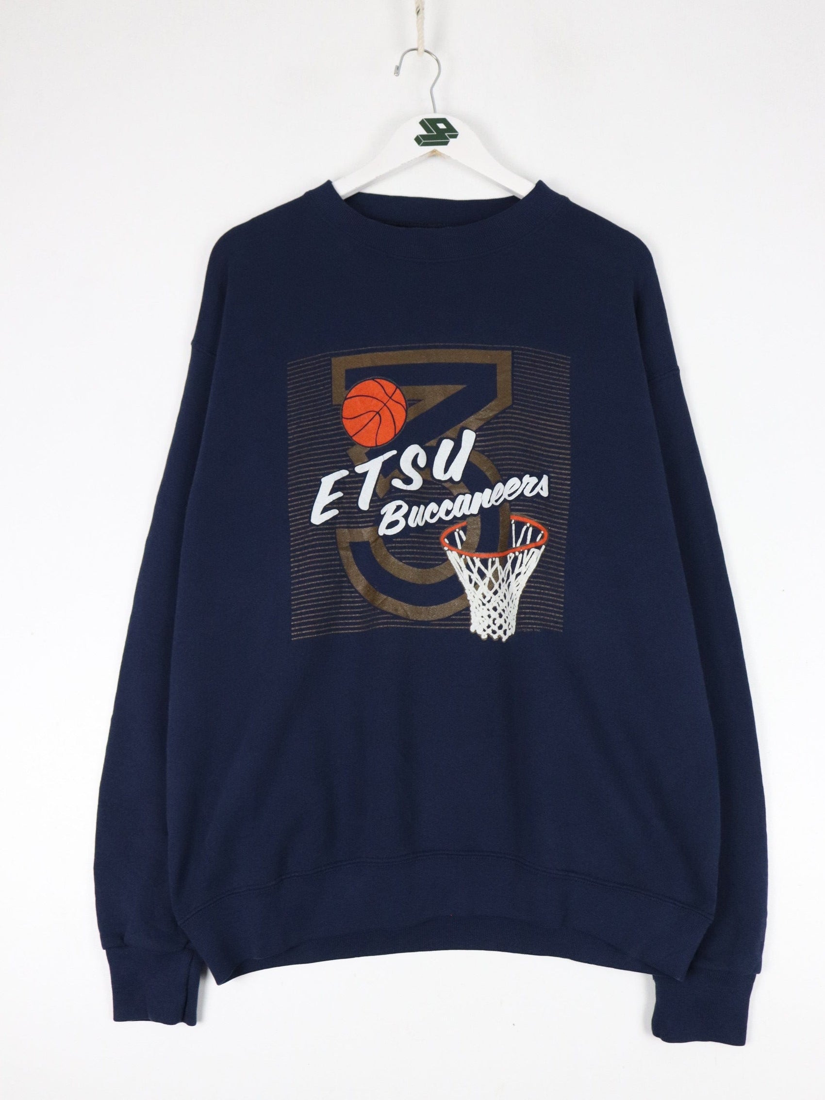 Collegiate Sweatshirts & Hoodies Vintage ETSU Sweatshirt Fits Mens Large Blue Basketball
