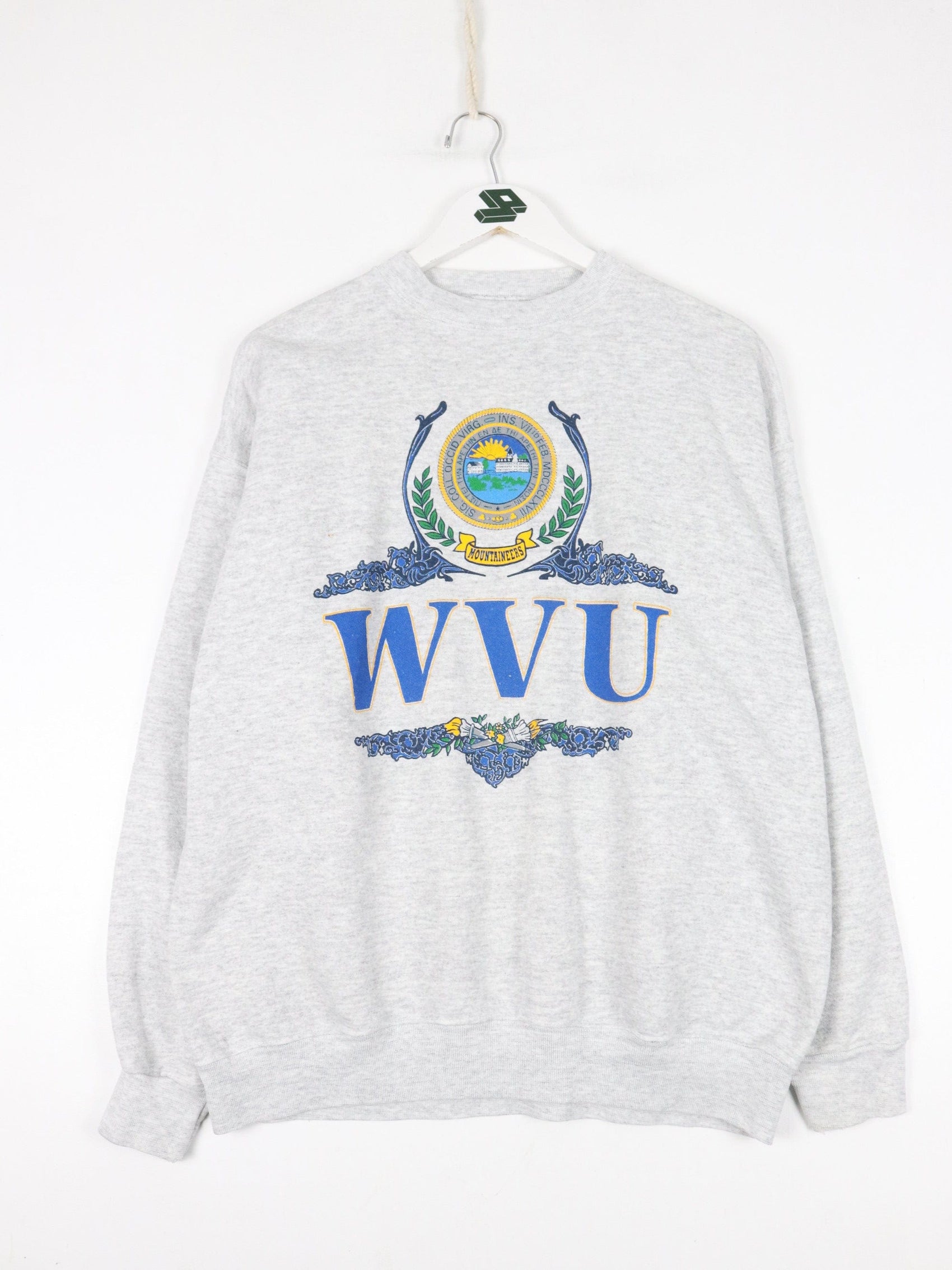 Collegiate Sweatshirts & Hoodies Vintage West Virginia University Sweatshirt Fits Mens Large Grey College