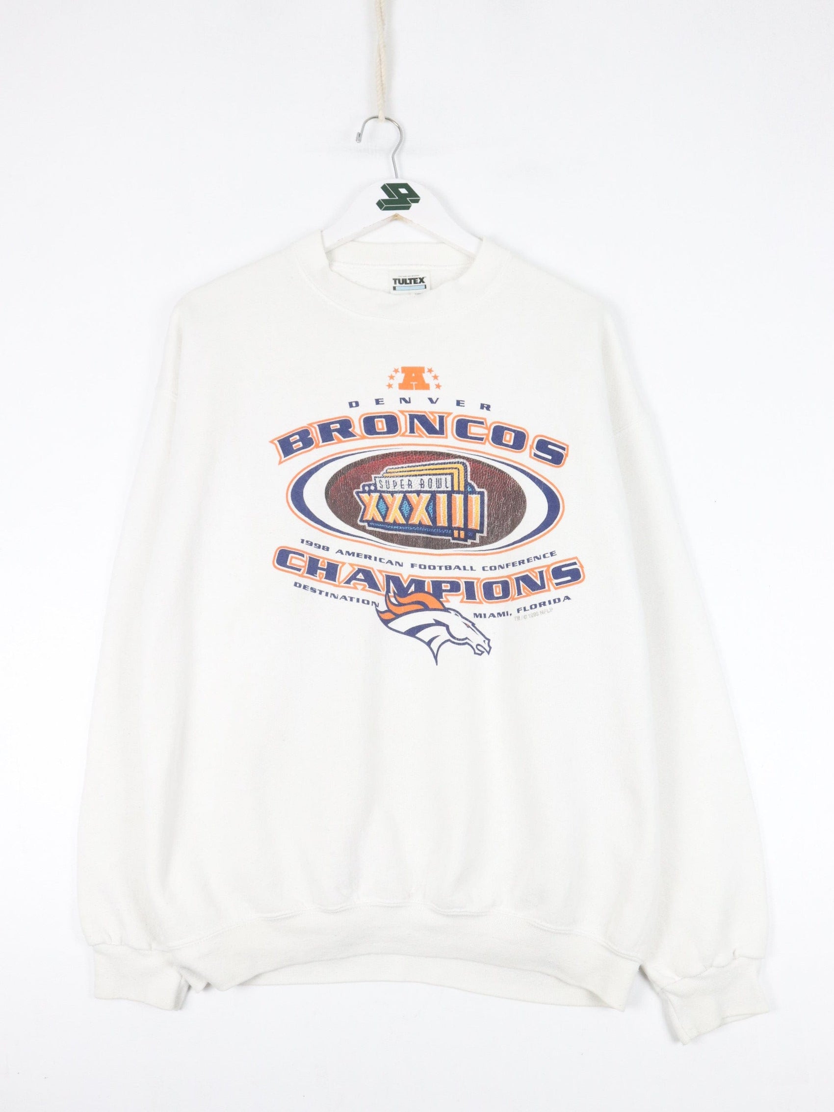 NFL Sweatshirts & Hoodies Vintage Denver Broncos Sweatshirt Mens Large White 90s NFL