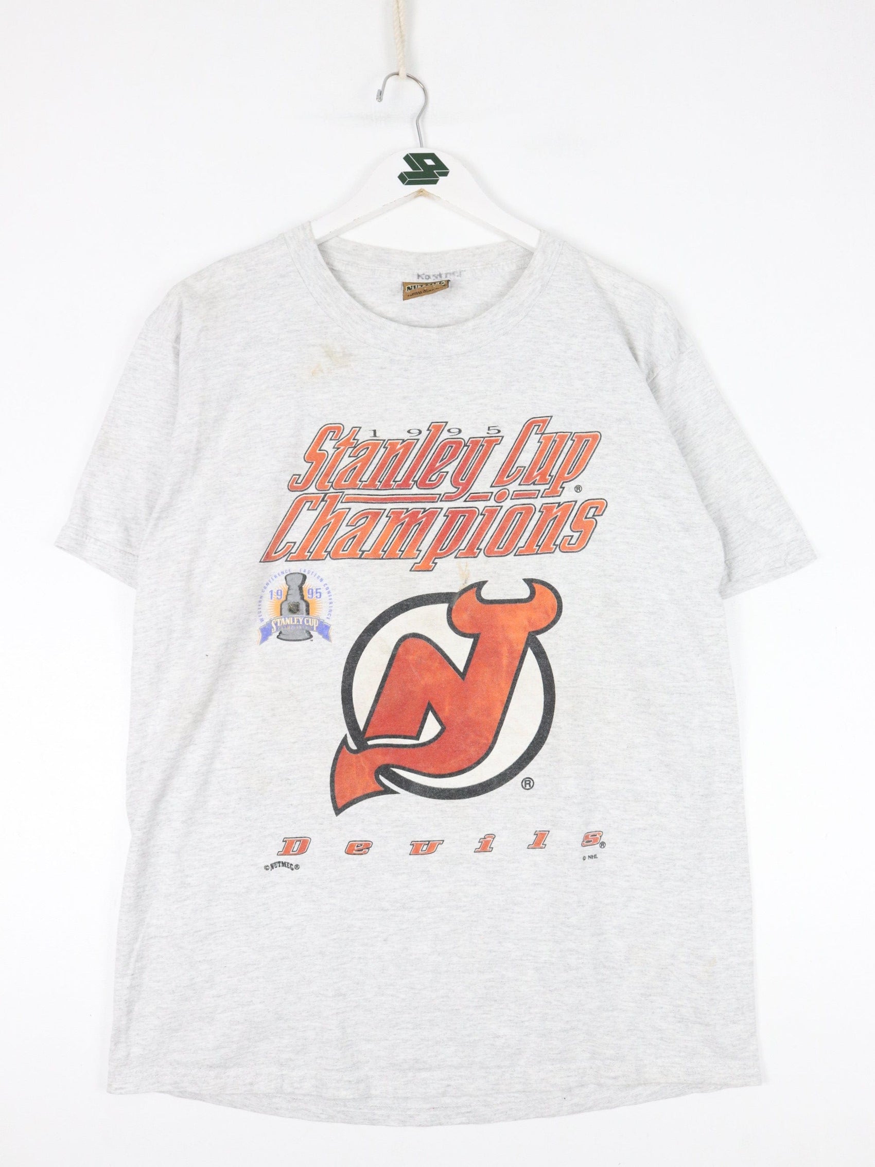 NHL T-Shirts & Tank Tops Vintage New Jersey Devils T Shirt Mens Medium Grey NHL Champions