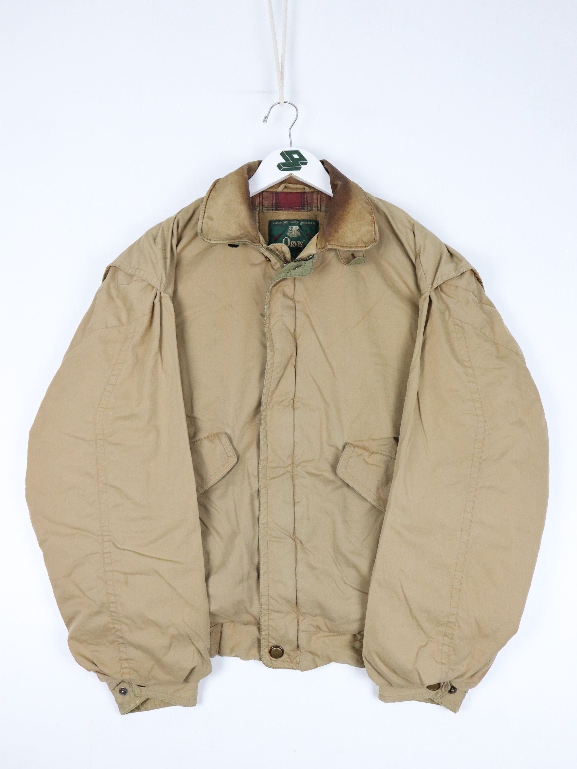 Vintage Orvis Jacket Mens Large Beige Coat Outdoors