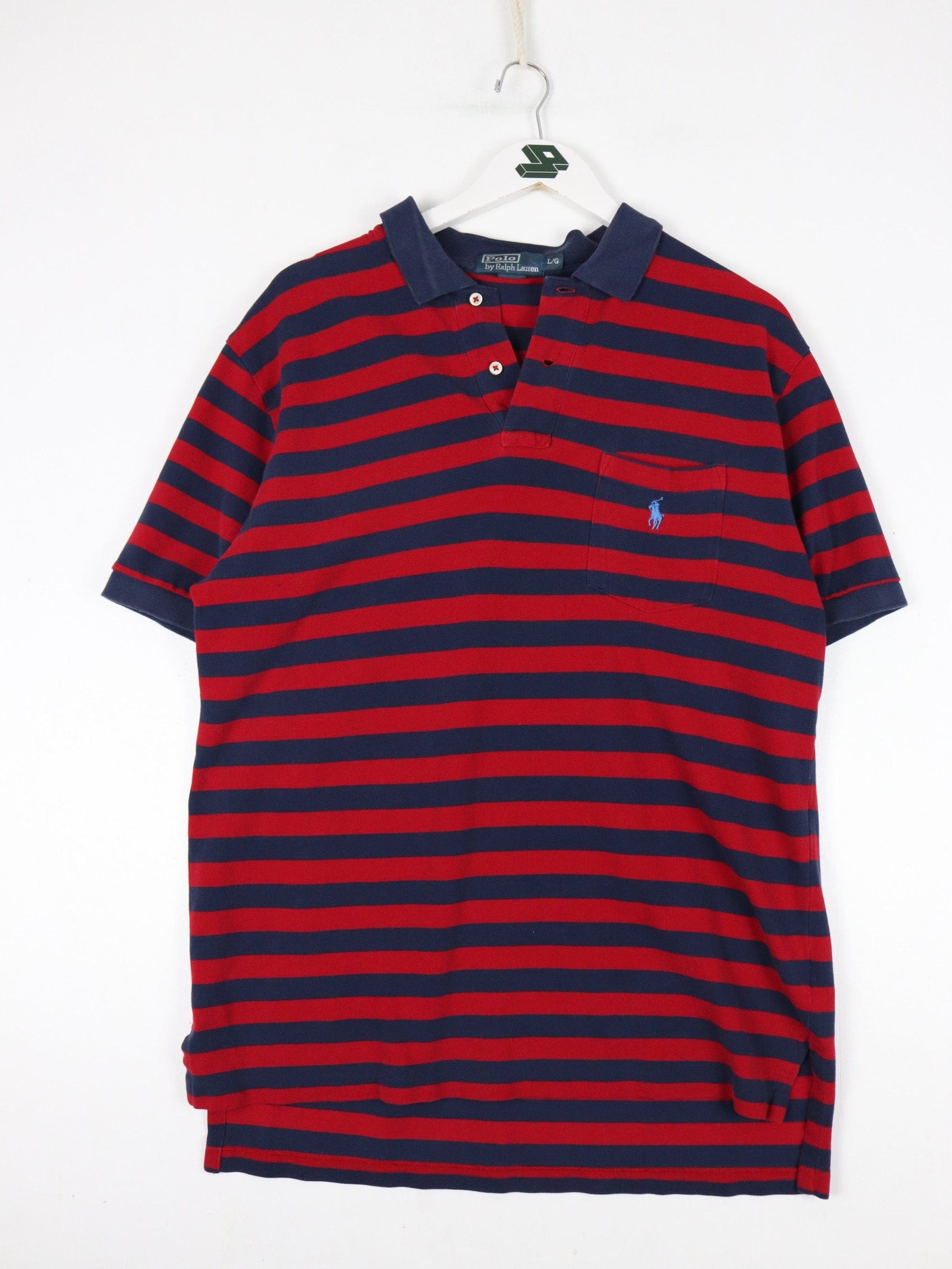 Polo Button Up Shirts Vintage Ralph Lauren Polo Shirt Mens Large Red Blue Striped
