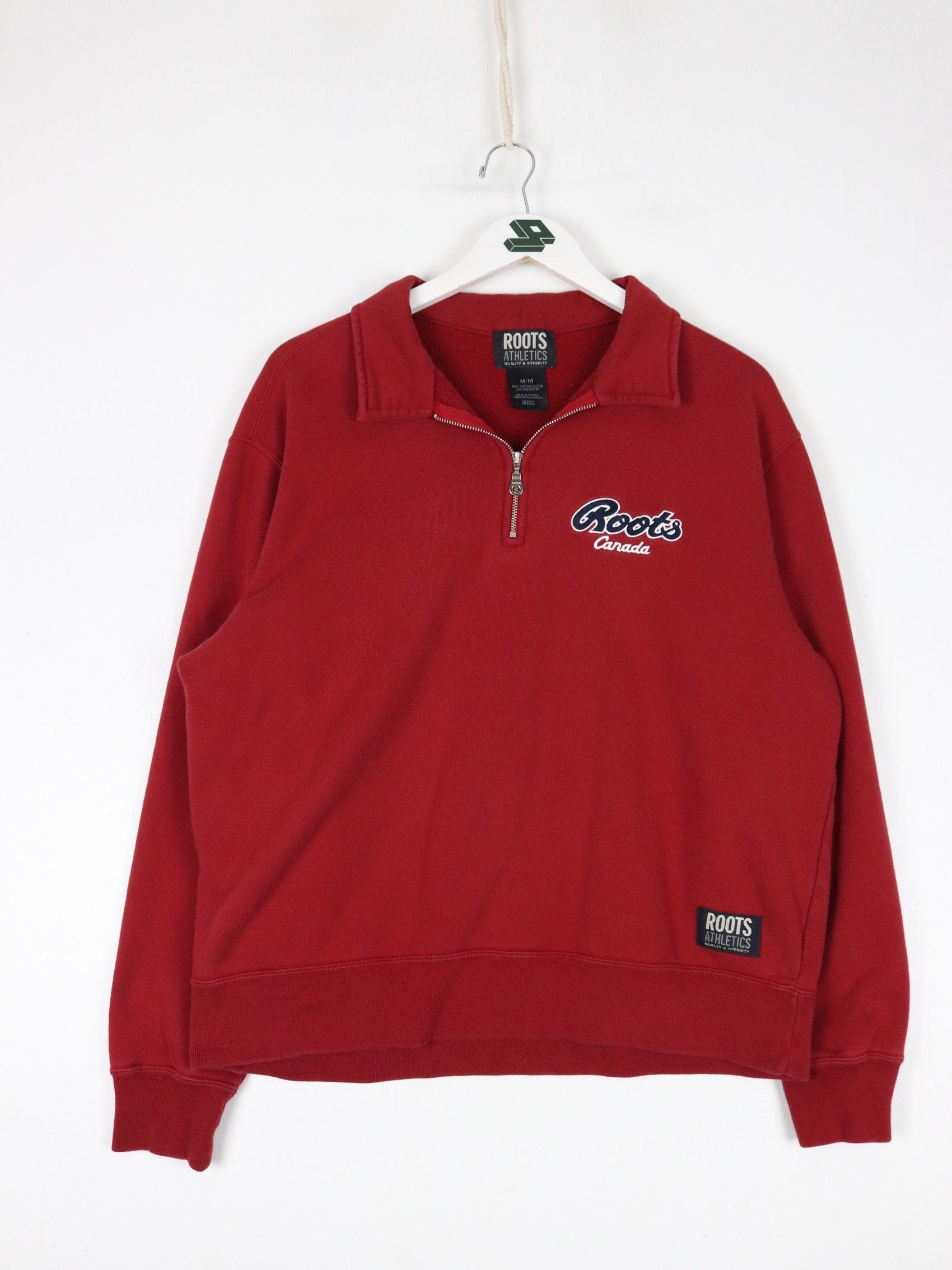Roots Sweatshirts & Hoodies Vintage Roots Sweatshirt Mens Medium Red Quarter Zip