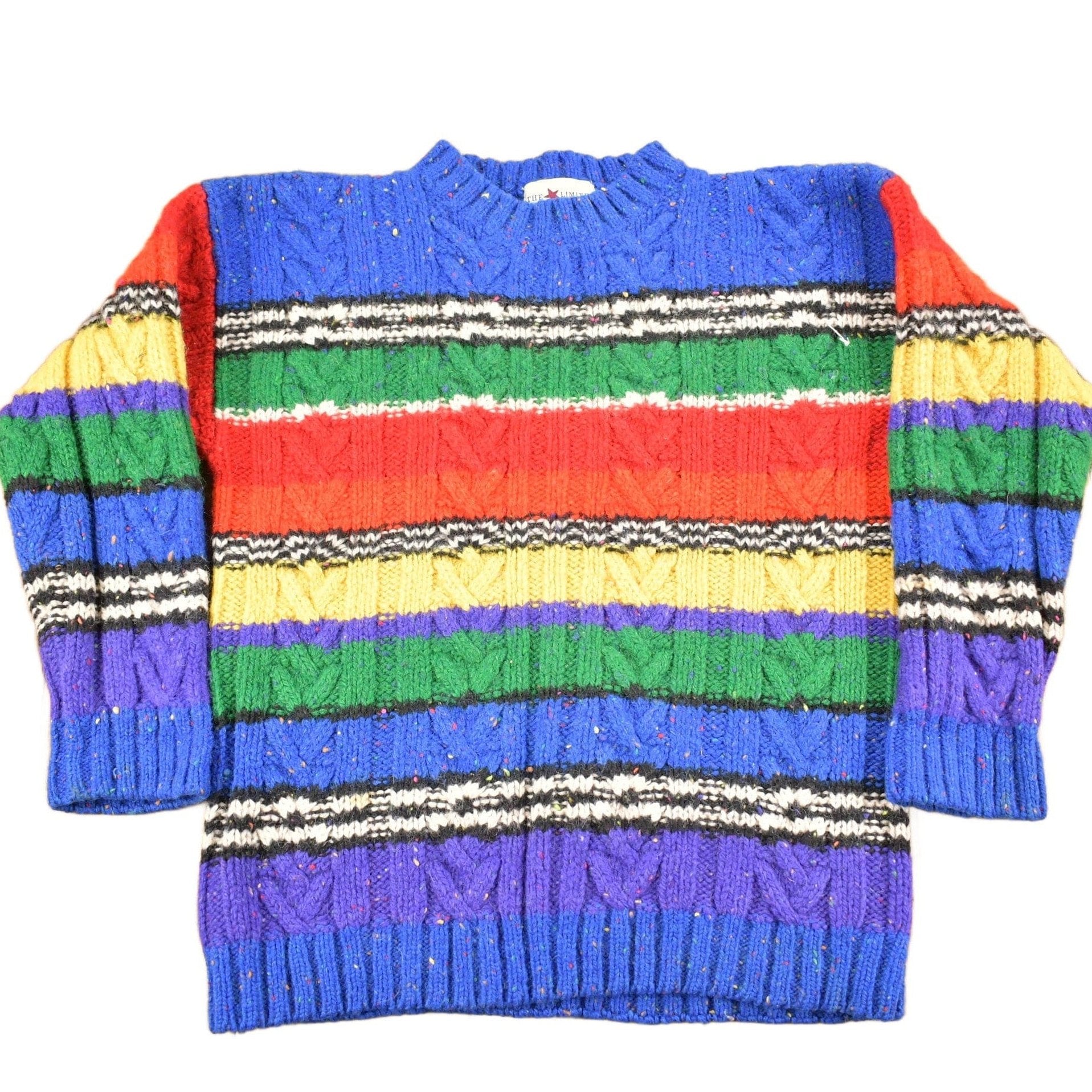 Vintage 1990s The Limited Rainbow Cable Knit Mockneck Sweater 