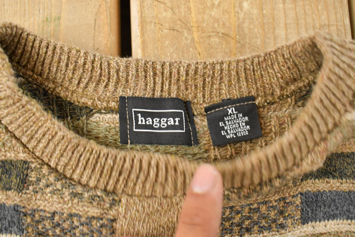 Vintage 1990s Haggar Knit Abstract Crewneck Sweater Mens XL