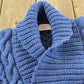Vintage 1980s Hand Made Wool Cable Knit Shawl Collar Sweater Women's L