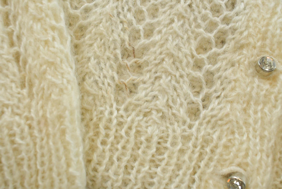 Vintage 1980s Crochet Knit Button Up Cardigan Sweater Women's M