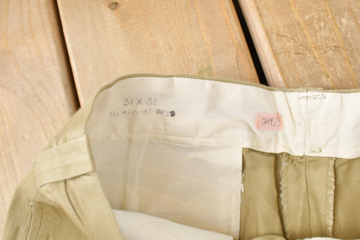 Vintage 1950s Military Starched Naval Army Khaki Pants Men's 29 x 30