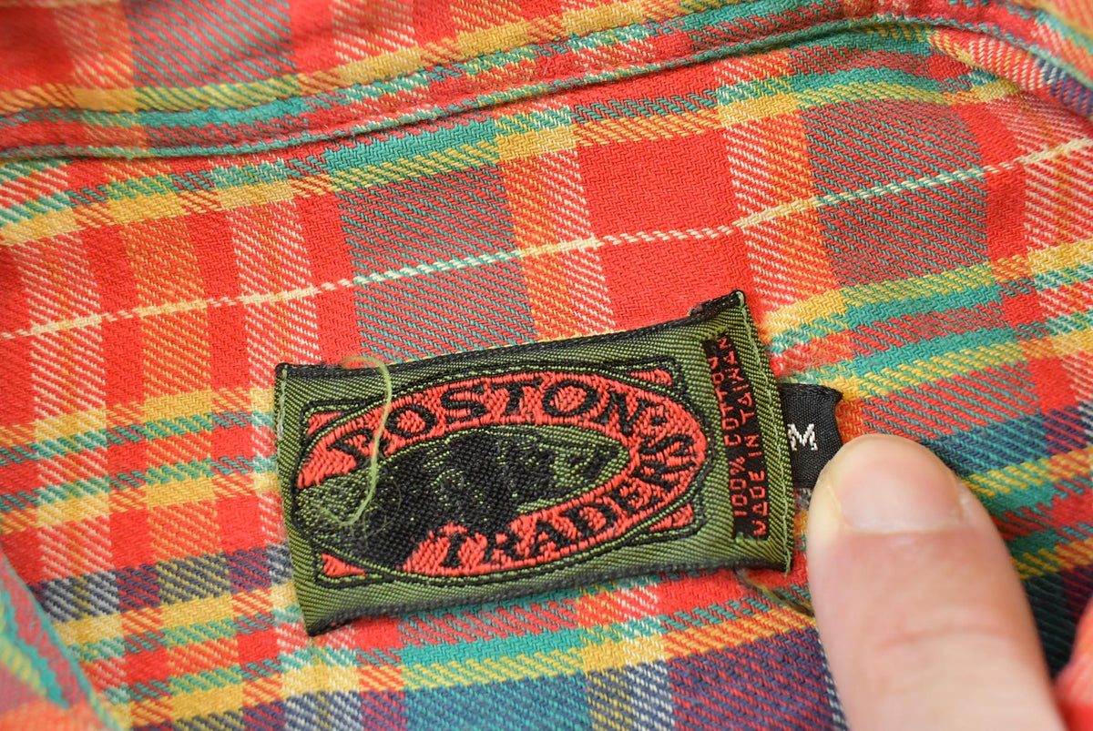 Vintage 1990s Boston Traders Plaid Flannel Button Up Shirt Men's M