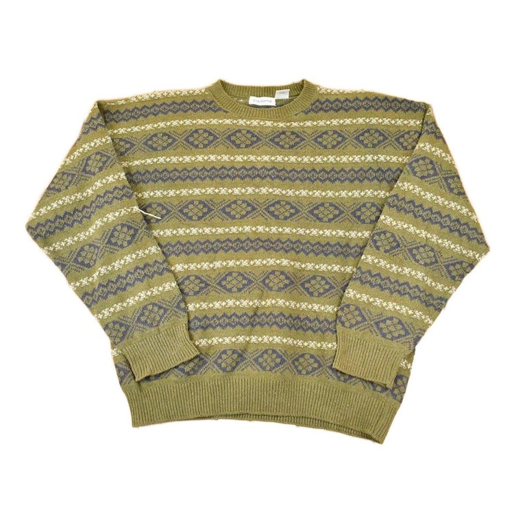 Vintage 1990s Claiborne Abstract Striped Knit Crewneck Sweater Women's XL