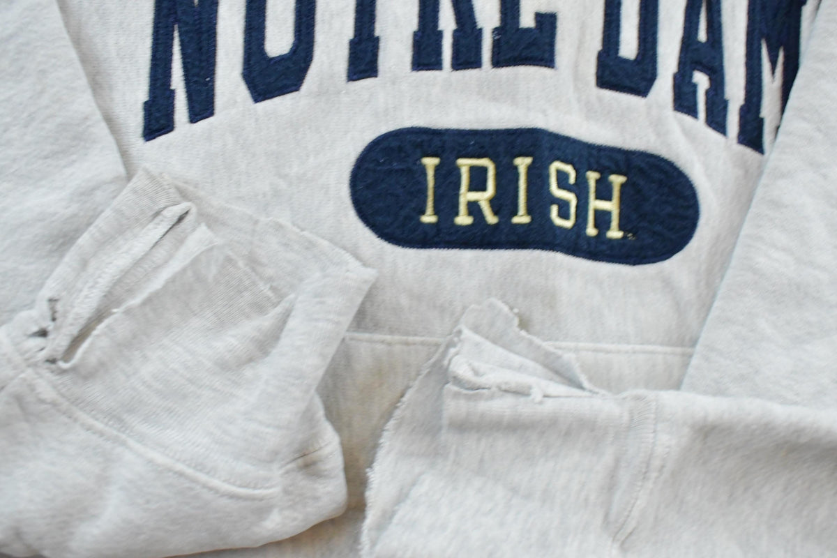 Vintage 1990s Thrashed Notre Dame Fighting Irish Champion Collegiate Hoodie / Embroidered / NCAA Sweatshirt / Sportswear / Americana