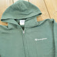 Vintage 2000s Champion Blank Green Full Zip Hoodie Sweatshirt Men's S