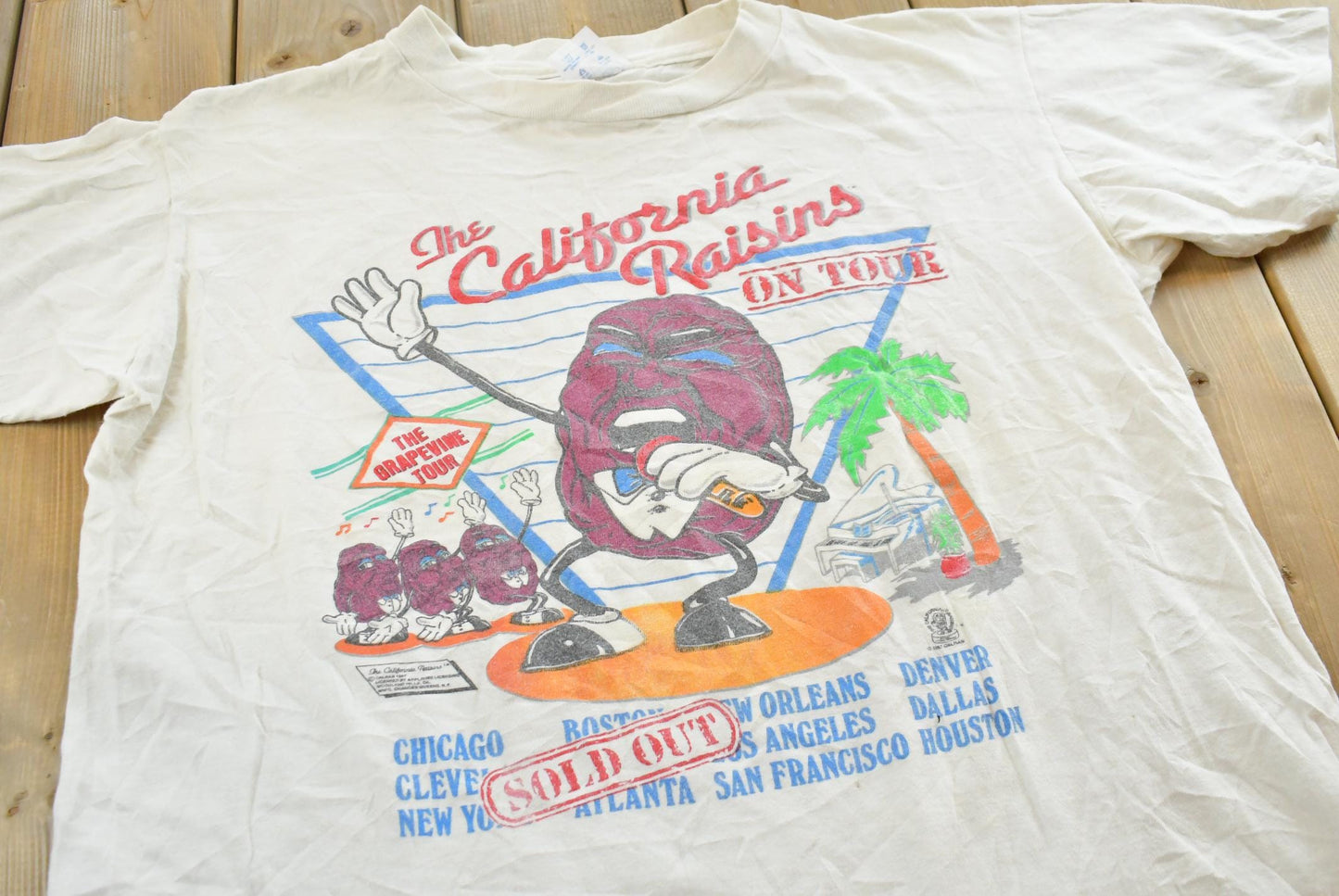 Vintage 1987 The California Raisins On Tour Single Stitch Champion T-Shirt Made In USA Mens L