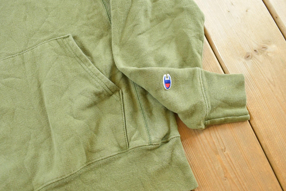Vintage 2000s Champion Reverse Weave Green Blank Hoodie Sweatshirt Men's S