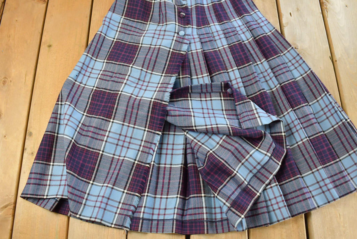 Vintage 1980s Bonda Wool Tartan Plaid Skirt Women's 28