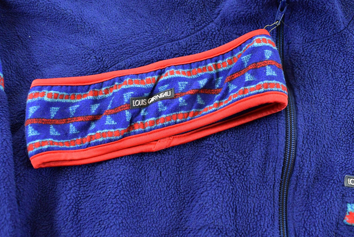 Vintage 1990s Louis Garneau Headband Gloves Set Full Zip Fleece Sweater Jacket Men's L