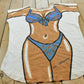 Vintage 1990s Bikini Dress St Maarten Glitter Bikini Swim T-Shirt Women's 3XL