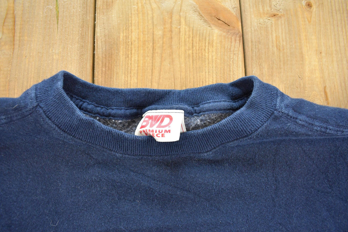 Vintage 1990s BVD Blank Navy Blue Crewneck Sweatshirt Men's L