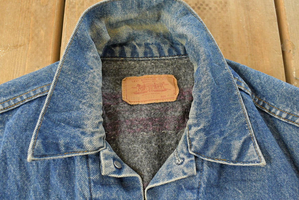 Vintage 1980s Levi's Blanket Lined Denim Jean Trucker Jacket Men's M