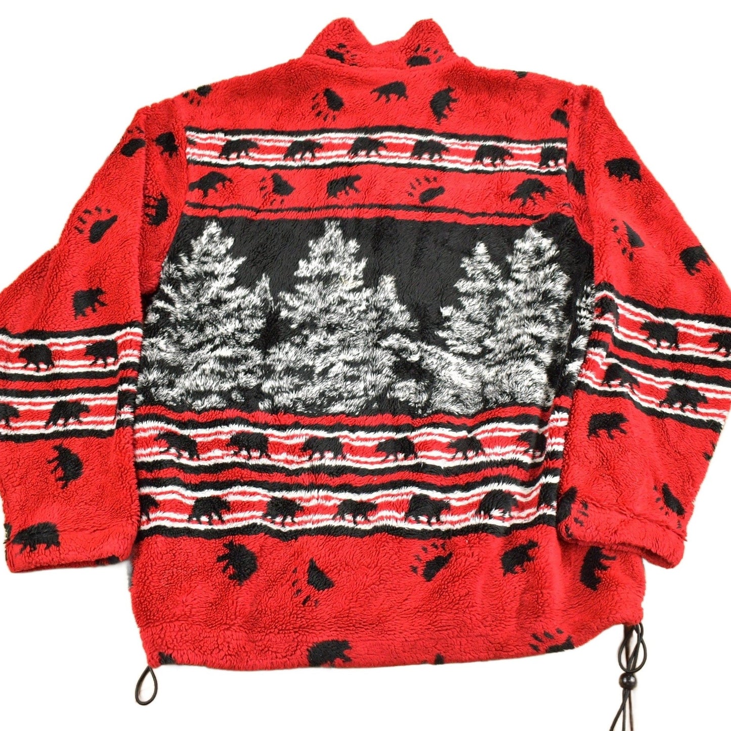 Vintage 1990s Bear & Wilderness Theme All Over Print Fleece Sweater Men's M