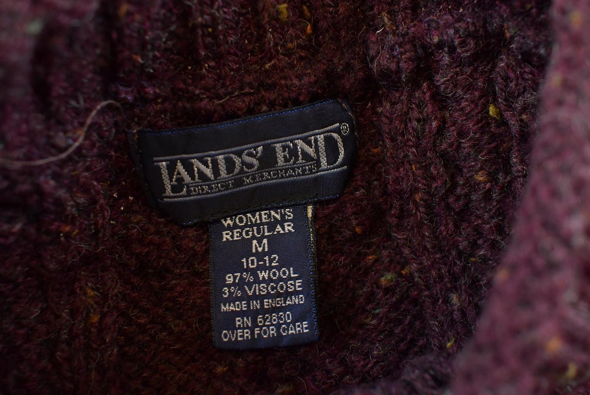 Vintage 1980s Lands' End Heavyweight Wool Cable Knit Crewneck Sweater Women's L