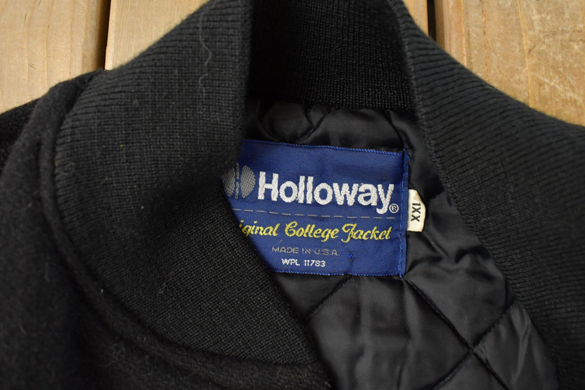 Vintage 1990s Holloway Embroidered Wool Leather Varsity Jacket Men's 2XL