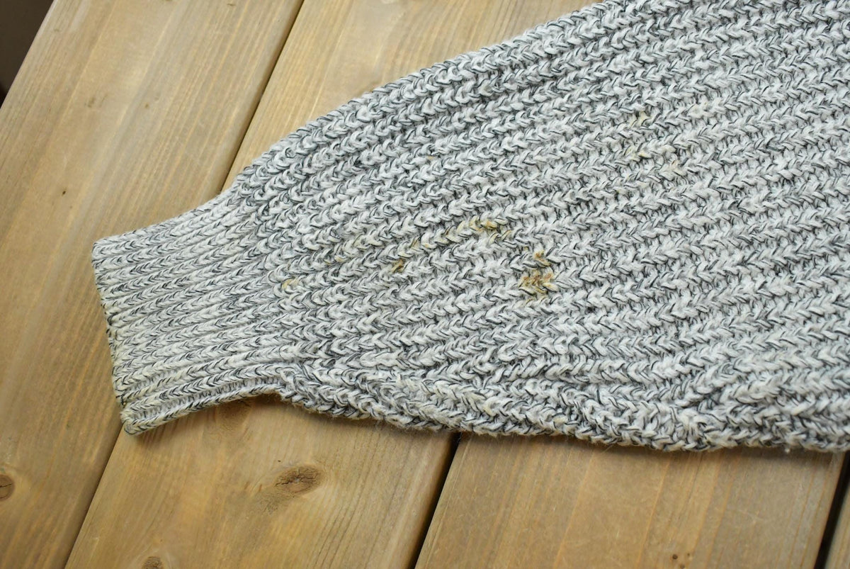 Vintage 1980s Gray 3D Cable Knit Crewneck Sweater Men's M