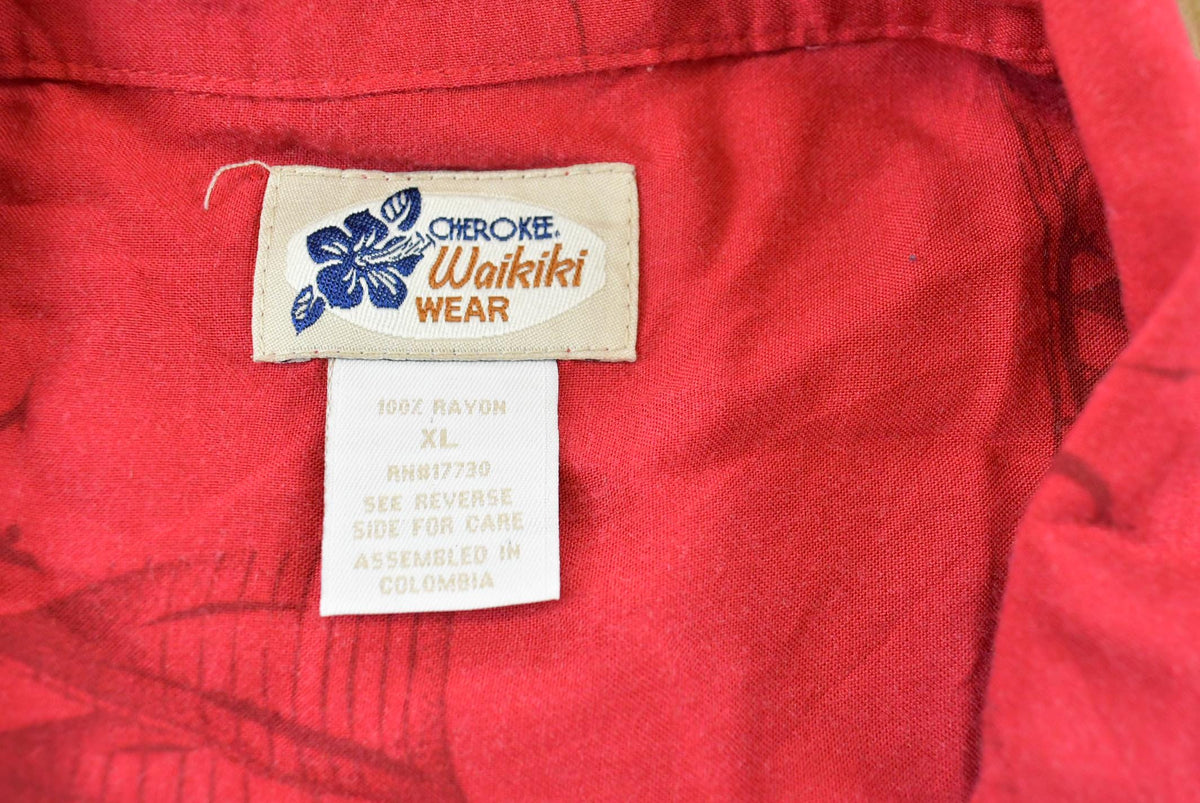 Vintage 1990s Cherokee Wakiki Wear Back Print Hawaiian Button Up Shirt Men's XL