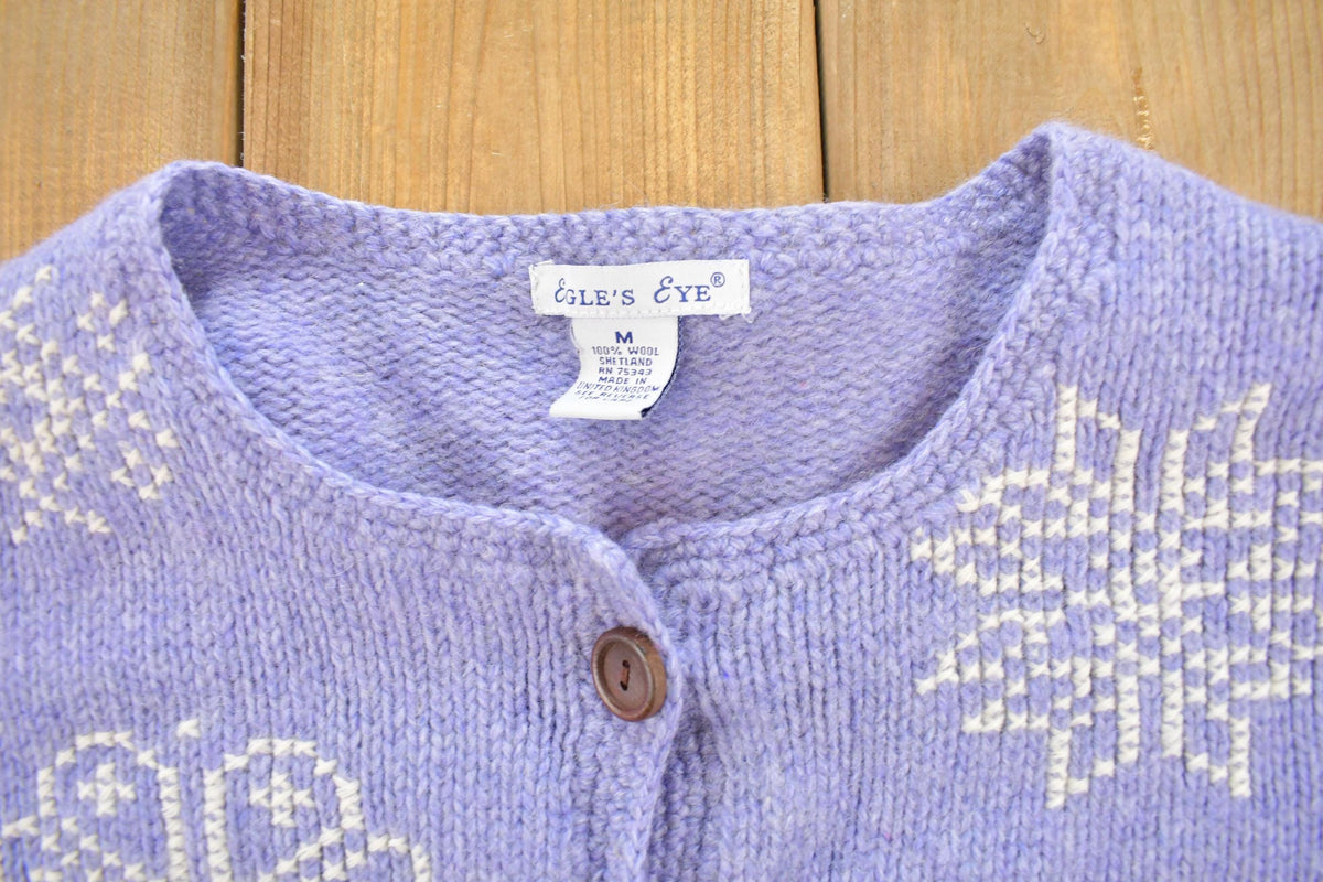 Vintage 1990s Eagle's Eye Snowflake Knit Cardigan Sweater Women's M