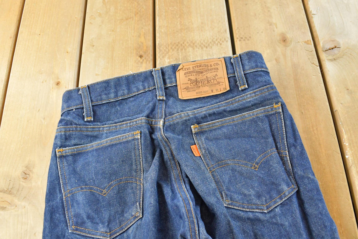 Vintage 1980s Faded Levi's Orange Tab 505 Regular Straight Fit Denim Blue Jeans Men's 28 x 32