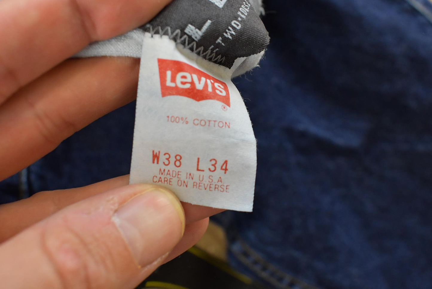 Vintage 1990s Levi's Two Horse Leather Tab Denim Dark Blue Jeans Men's 34 x 28