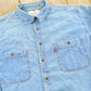 Vintage 1990s Levis Red Tab Denim Button Up Shirt Men's XL / Western Style / 90s Streetwear / Made in Hong Kong