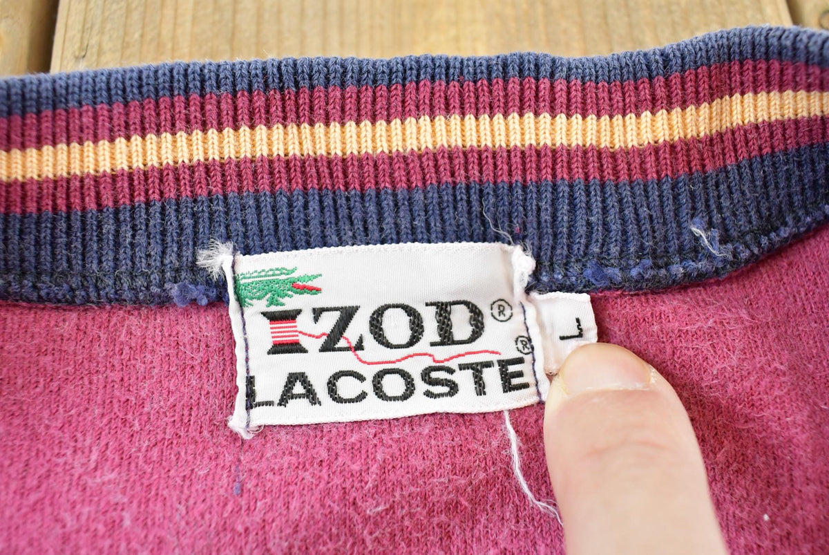 Vintage 1980s Izod Lacoste Velour V-Neck Sweatshirt Men's M / 80s Streetwear / Basic Layering Essential