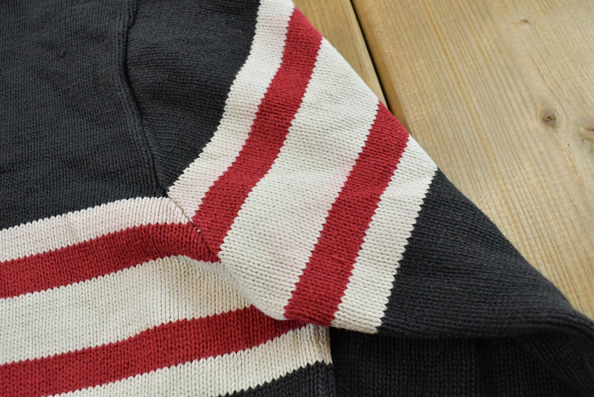 Vintage 1990s Tommy Hilfiger Striped Quarter Zip Knit Sweater Men's L