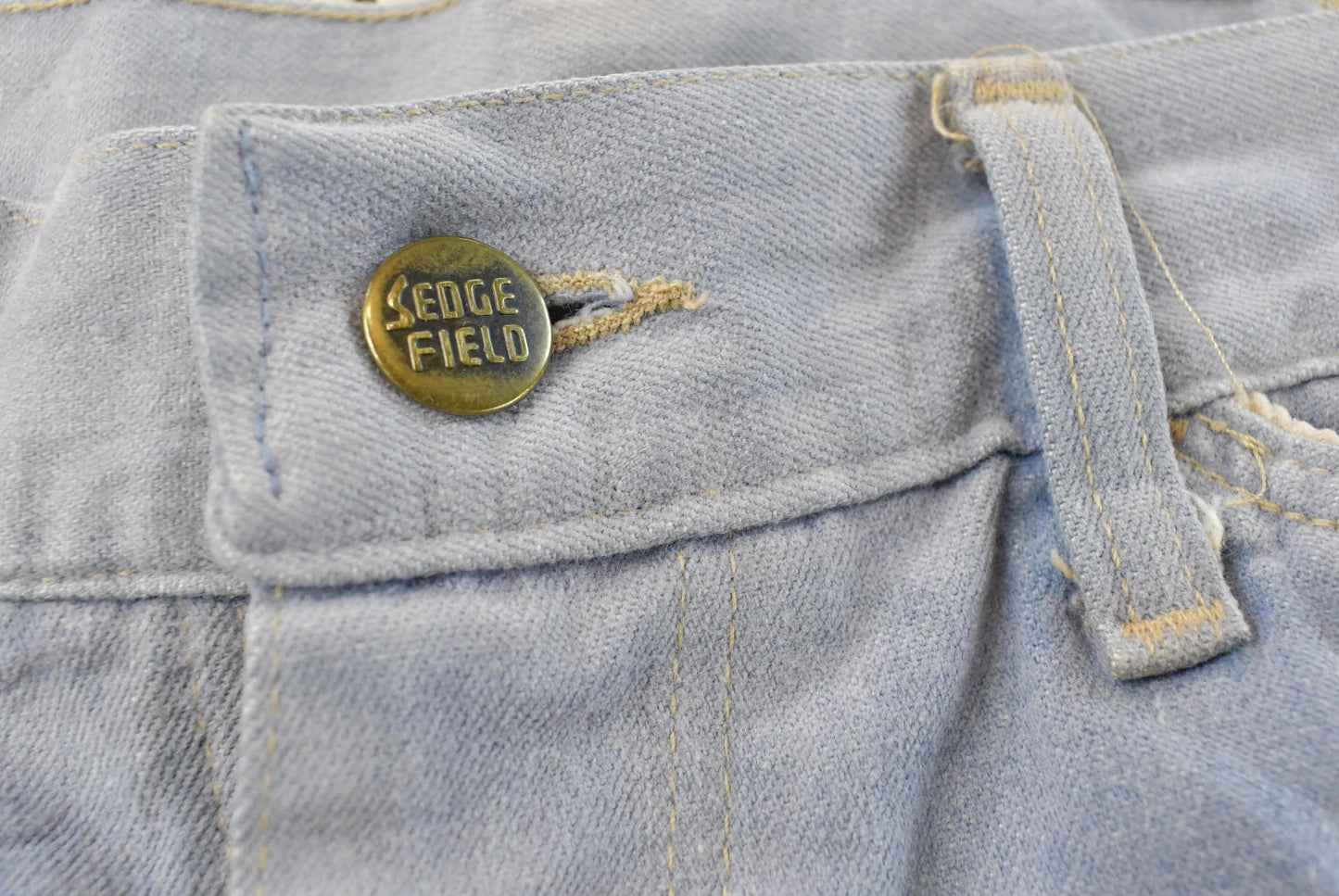 Vintage 1970s Sedgefield Distressed Flare Denim Blue Jeans 29 x 29.5