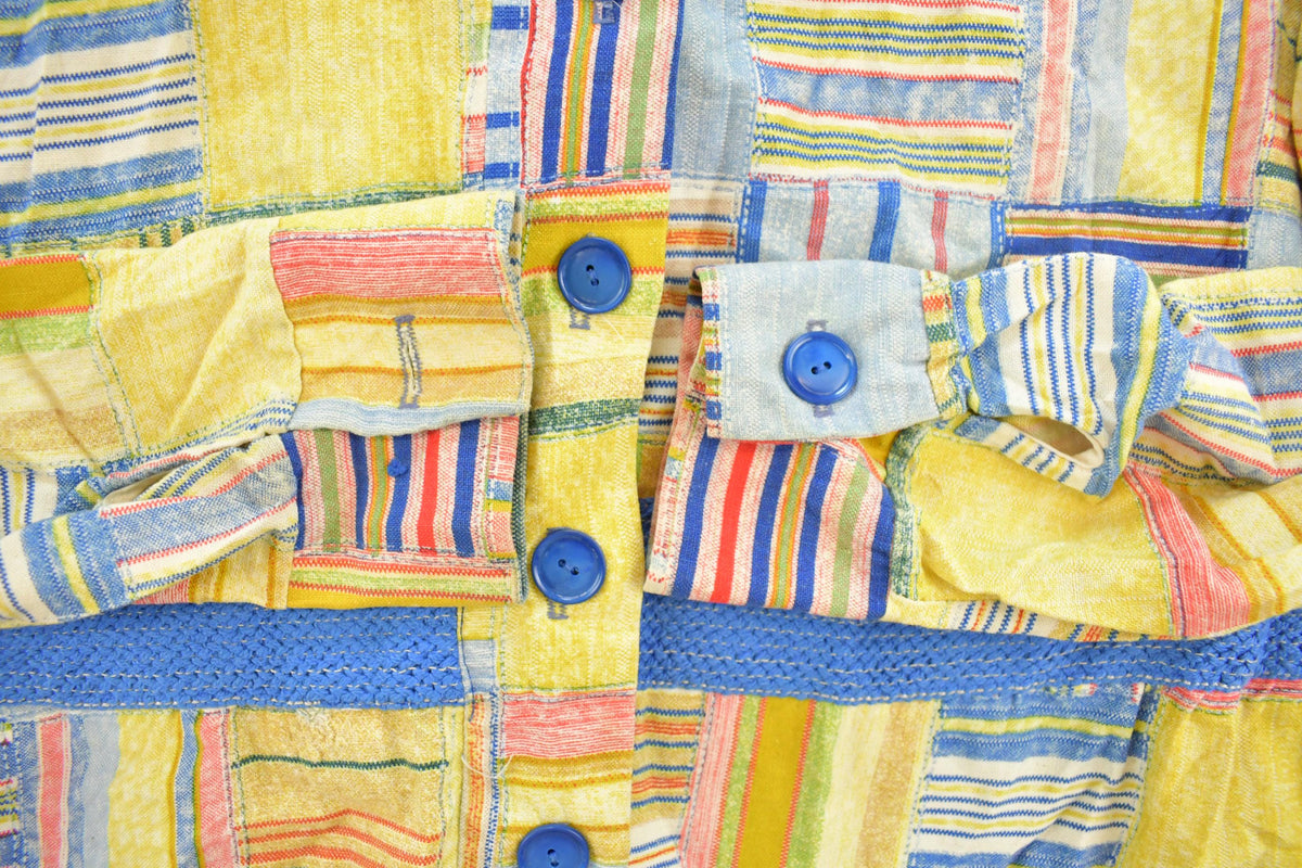 Vintage 1970s Rhoda Lee Patchwork Button Up Shirt Women's M