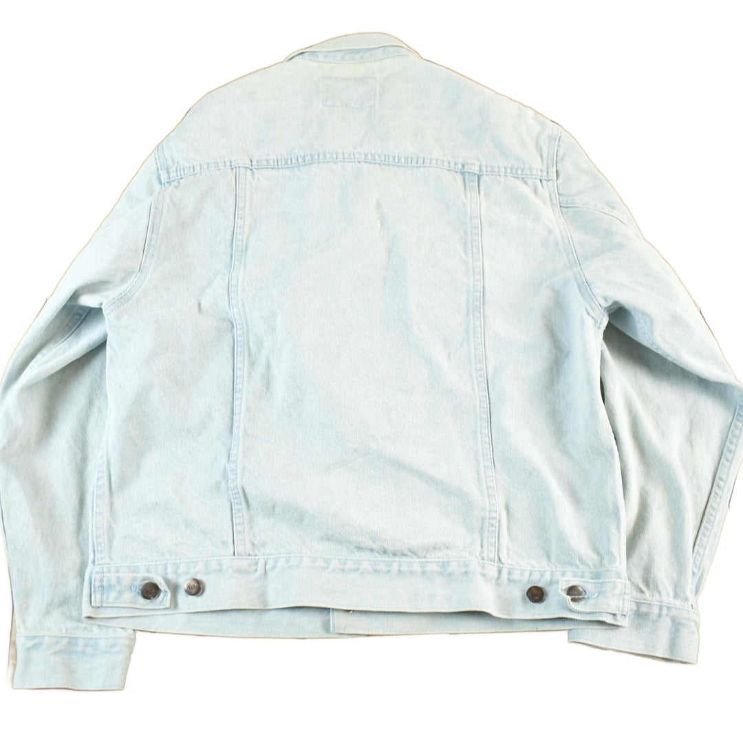 Vintage 1990s Learsi Bleach Acid Wash Denim Jean Trucker Jacket Women's Large