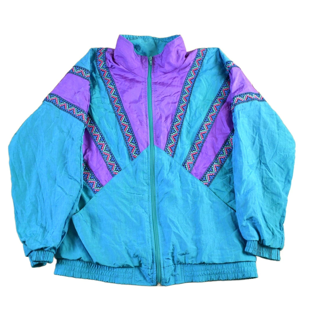 Vintage 1990s Westbound Sport Abstract Windbreaker Jacket Women's Medium