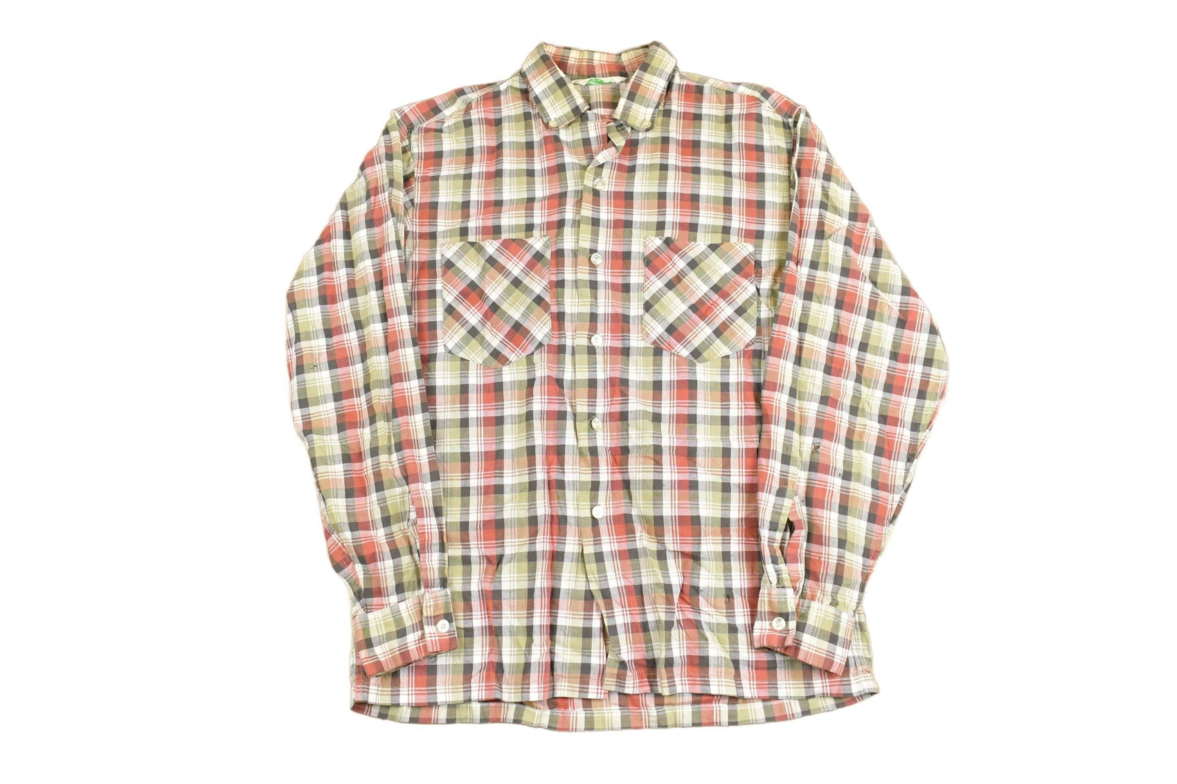 Vintage 1980s Dutch Maid Plaid Button Up Shirt Men's Medium