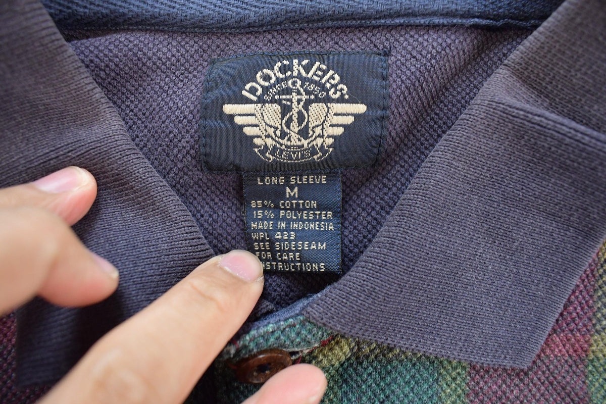 Vintage 1990s Dockers Plaid Rugby Button Up Shirt Men's XL