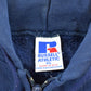 Vintage 1990s Russell Athletic Blank Blue Zip-Up Hoodie Sweatshirt Men's L
