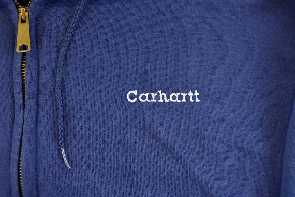 Vintage 1990s Carhartt Full Zip Hoodie Men's XL / Sun Faded / 90s Workwear / Zip Up Sweatshirt