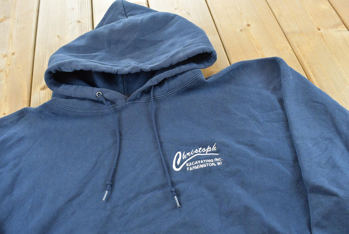 Vintage 2000s Champion Excavating Promotional Souvenir Reverse Weave Hoodie Sweatshirt Men's 2XL