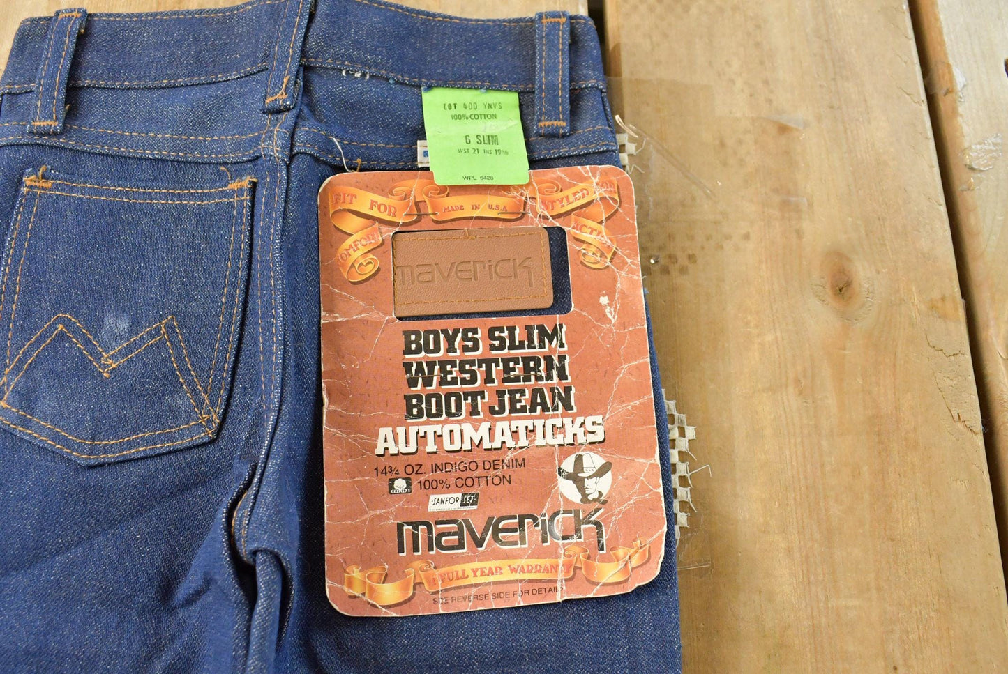 Vintage 1980s Deadstock Maverick Denim Blue Jeans Youth Size 20 x 19