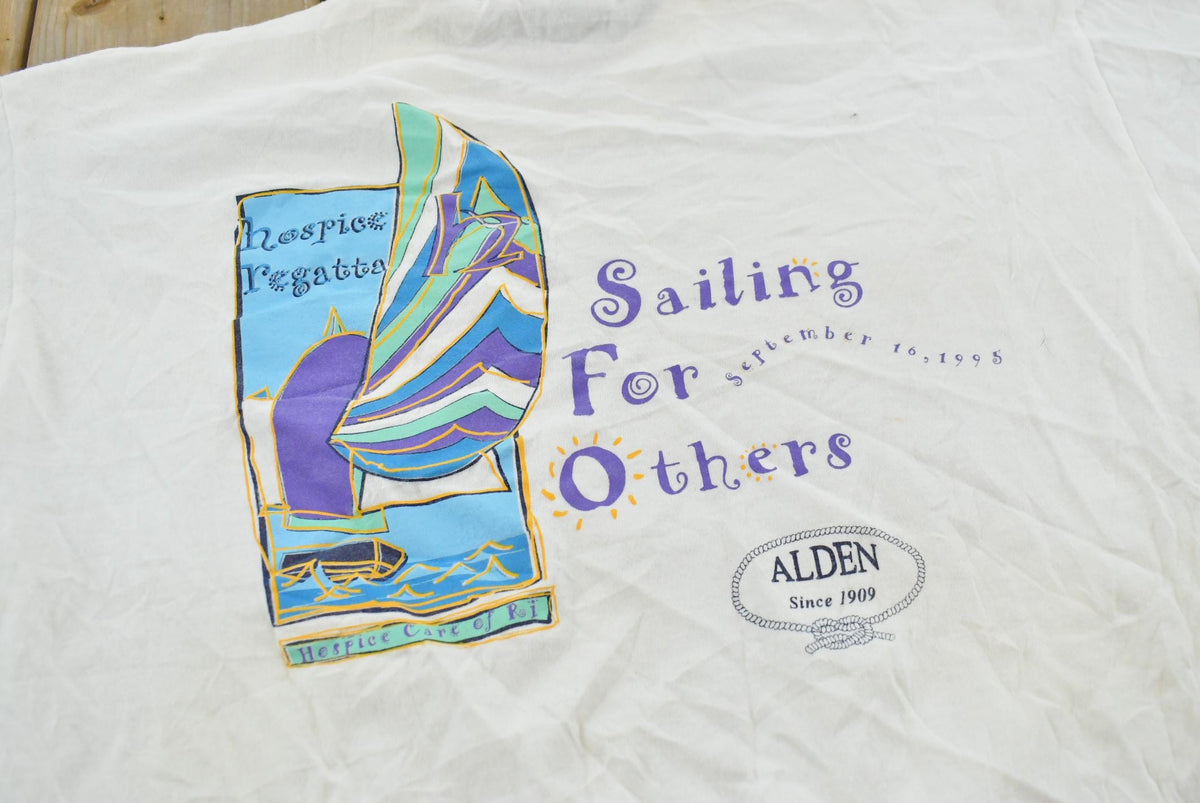 Vintage 1995 Rhode Island Hospice Regatta Sailboat Souvenir T-Shirt Men's L