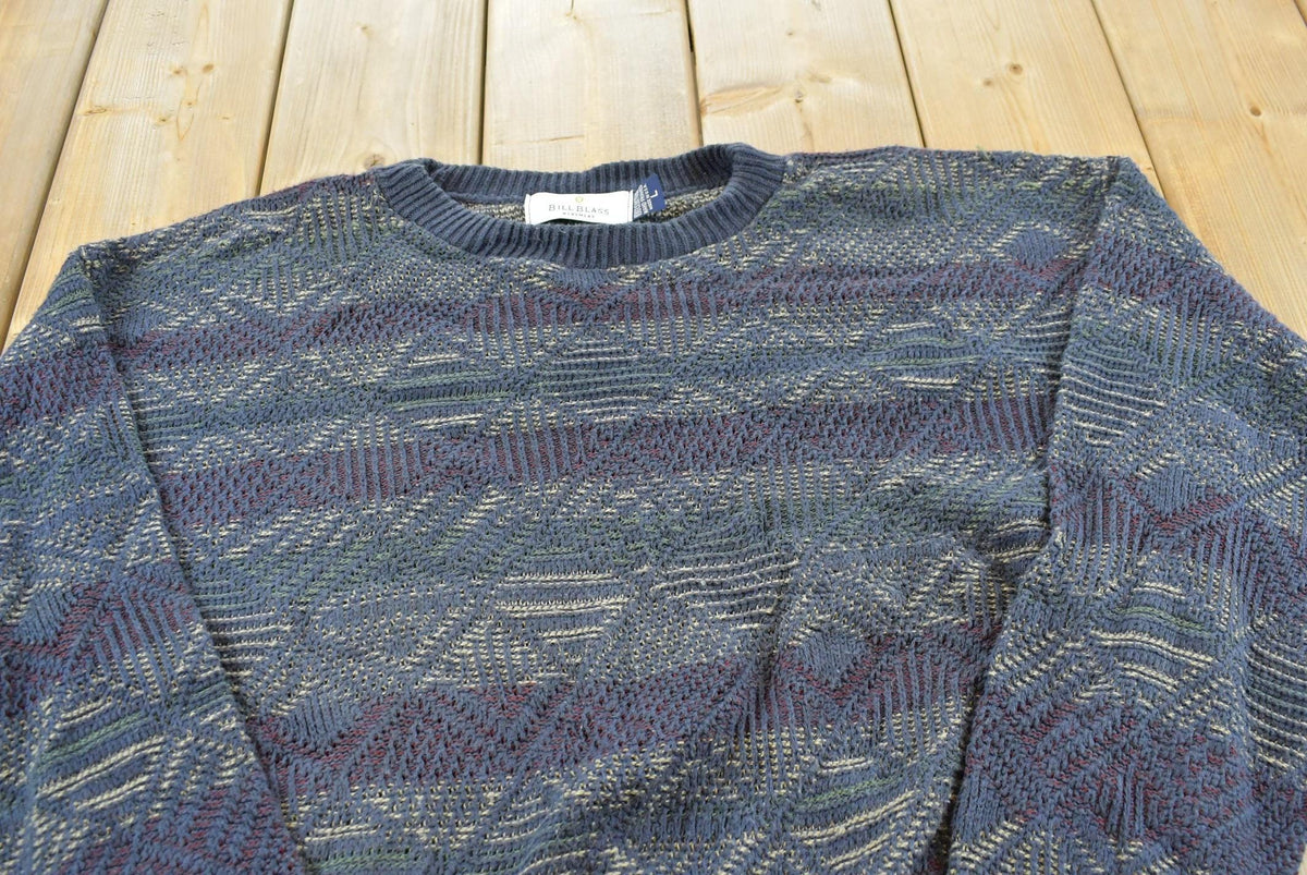 Vintage 1990s Bill Blass Cotton Knit Crewneck Sweater Mens L